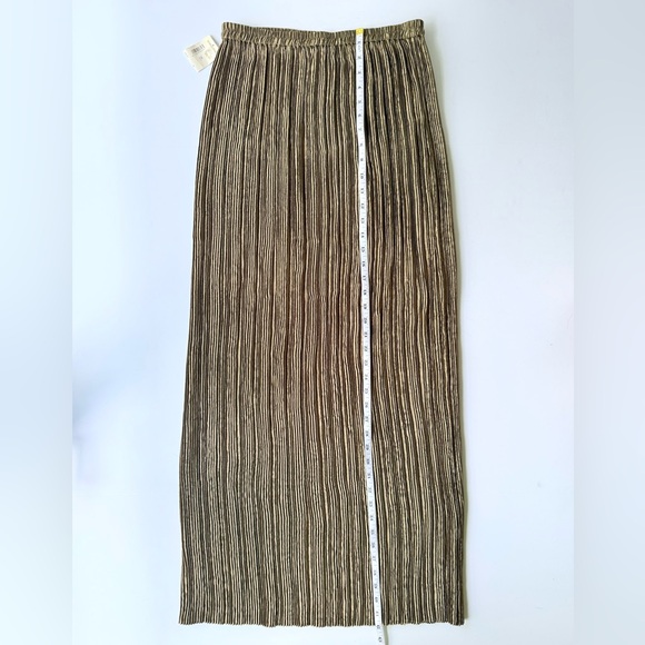 NWT Vintage 1990s Collection Jeanne Marc Bronze Plisse Pleated Maxi Skirt M - Picture 14 of 14